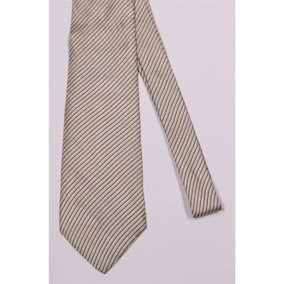 Brioni by Santostefano Gray/Black/White Striped Floral Silk Handmade Necktie Tie - Picture 3 of 6